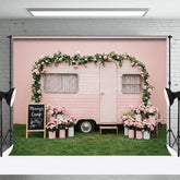 Aperturee - Aperturee Floral Camp Motor Home Pink Sweet Wedding Backdrop